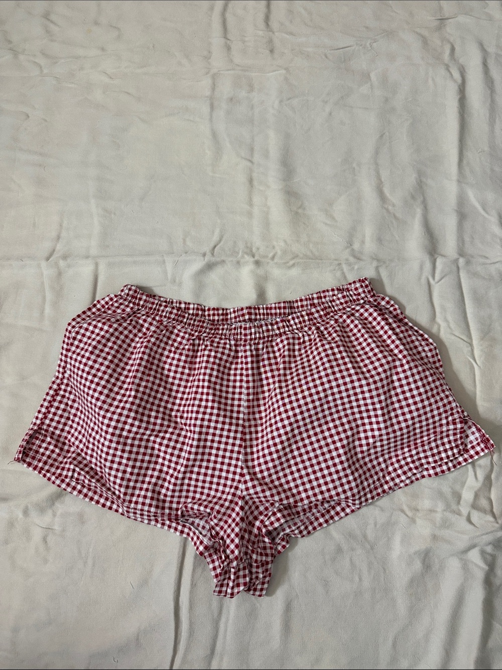 Women’s Red Gingham Elastic Waist Shorts